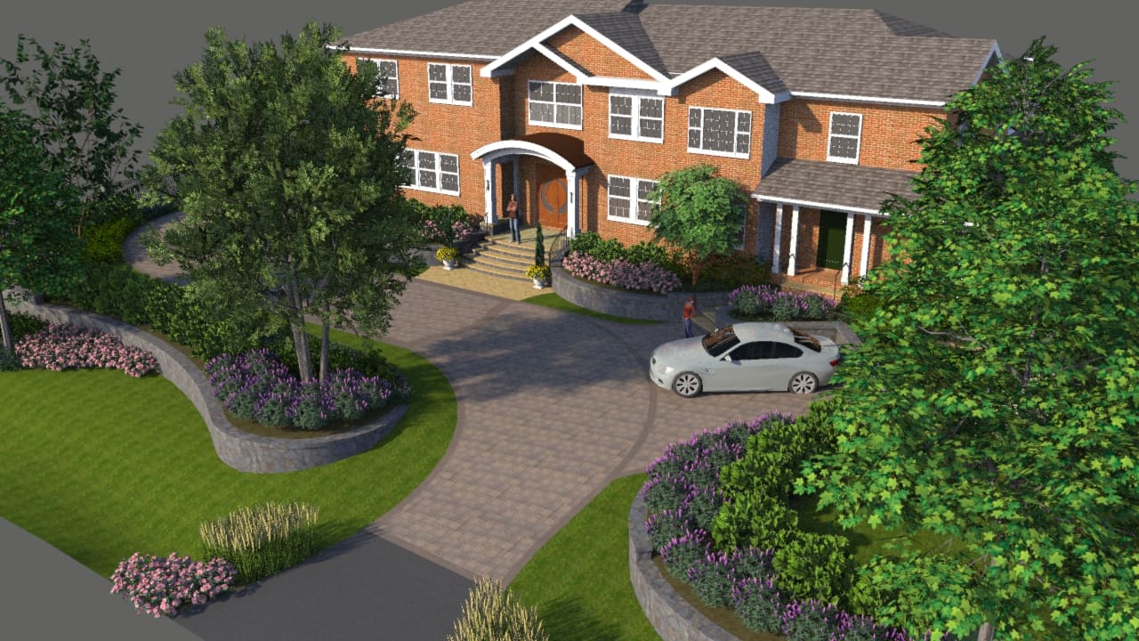 McLean landscape design for front yard approach Surrounds Landscape