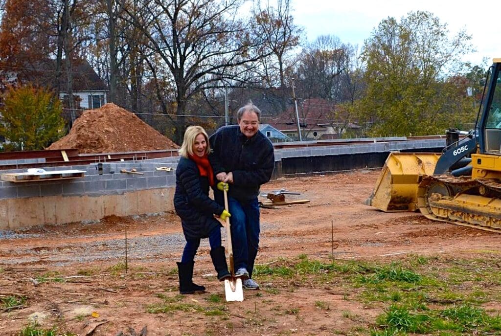 clients break ground at custom home site