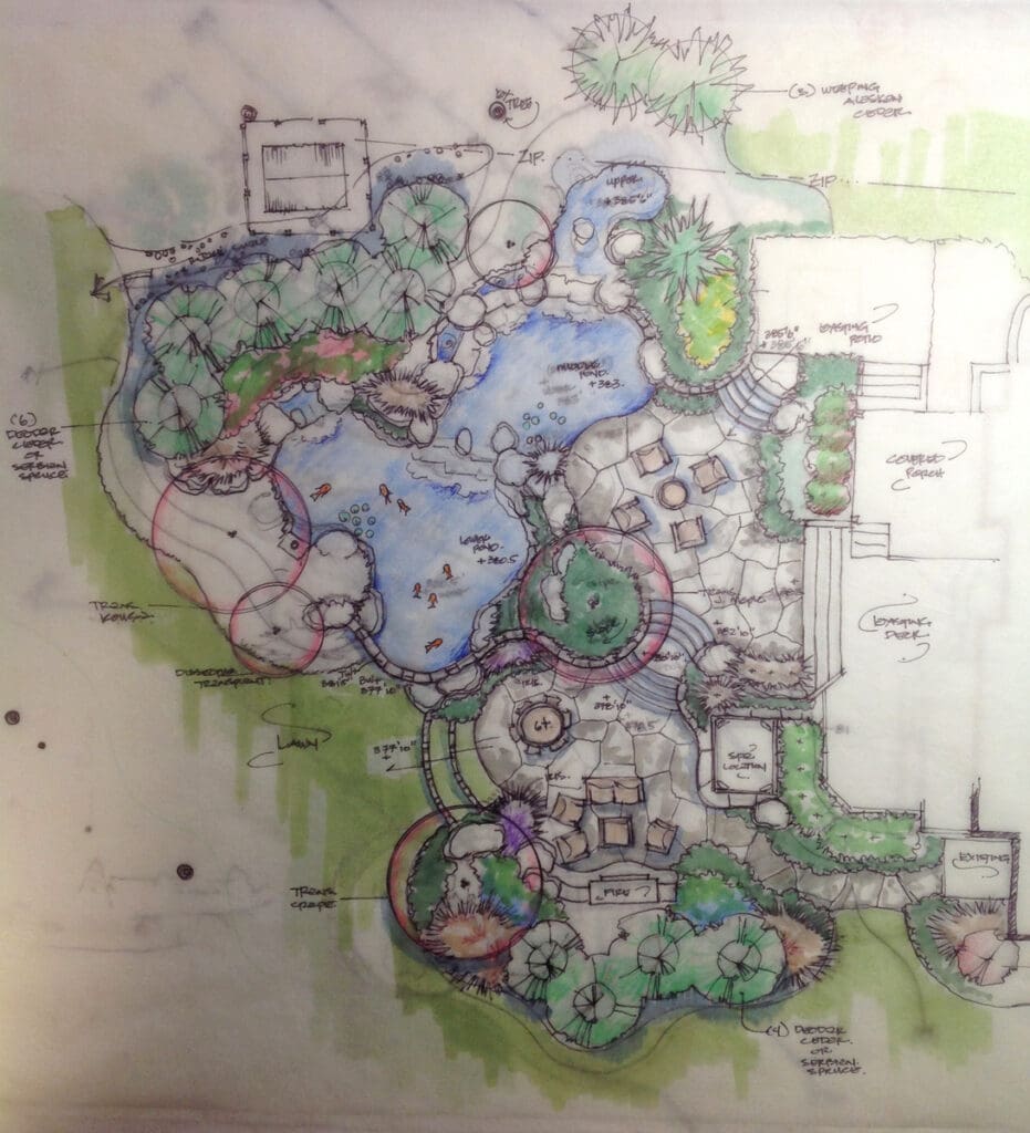 koi pond landscape master plan