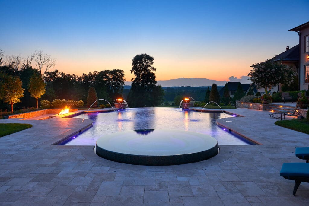 night lighting of spa and pool