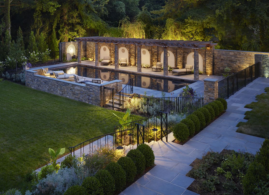 garden pool spa and loggia design by Graham Landscape Architects