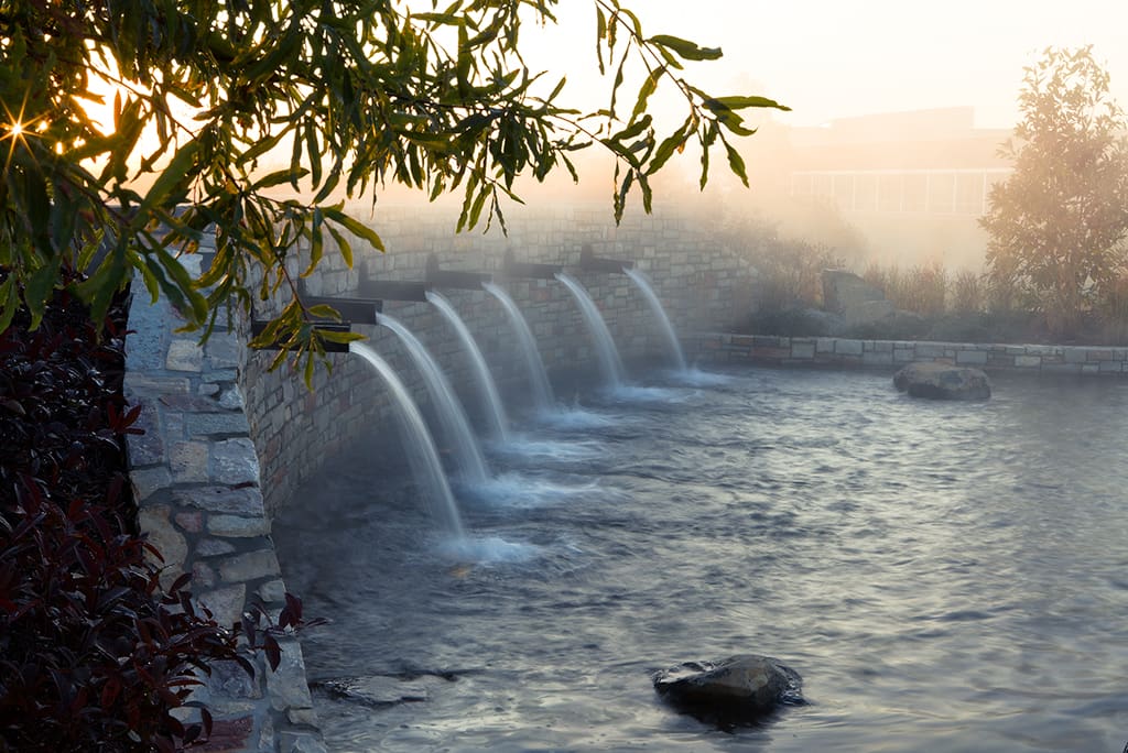 waterfall feature by LSG Landscape Architecture.