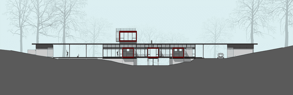 mcinturff home design adapts to landscape of site