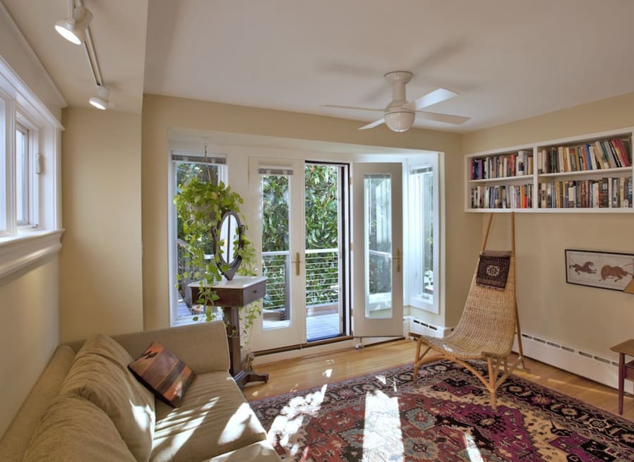 sunlight paints the interior of a reading room