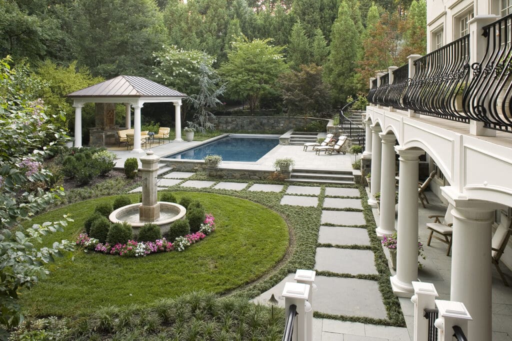 great falls landscape design in classic southern european style