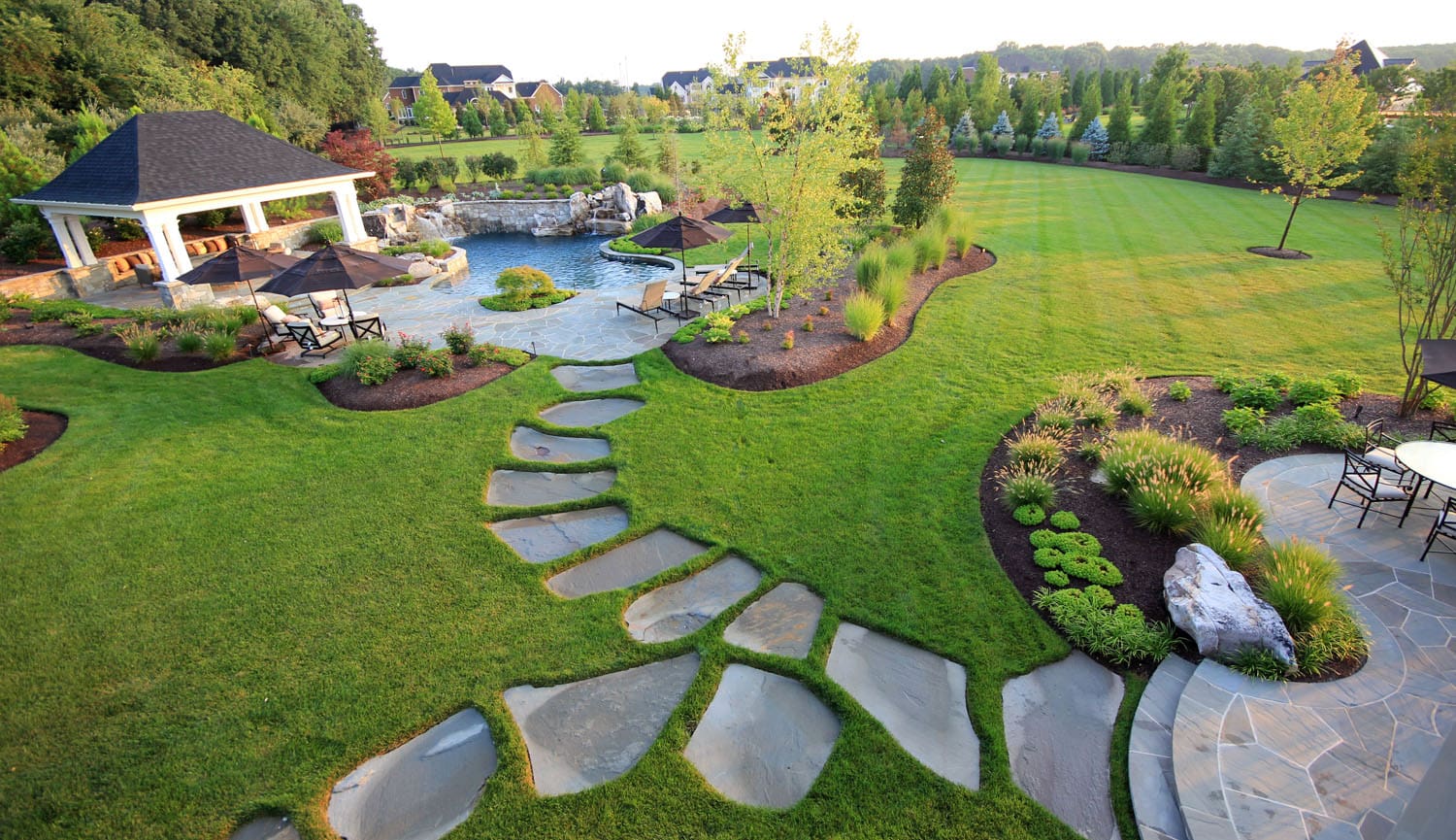 landscape design with curvaceous lawn