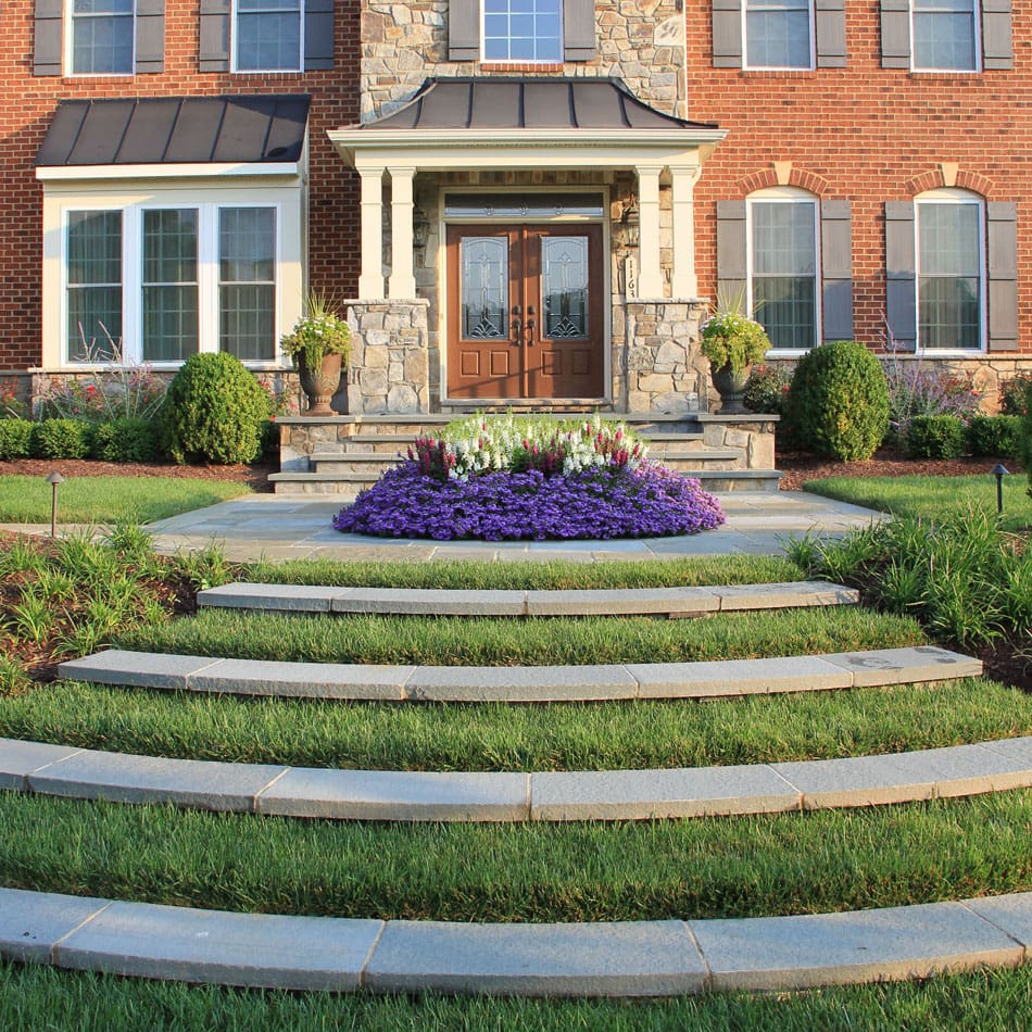grass steps at entry