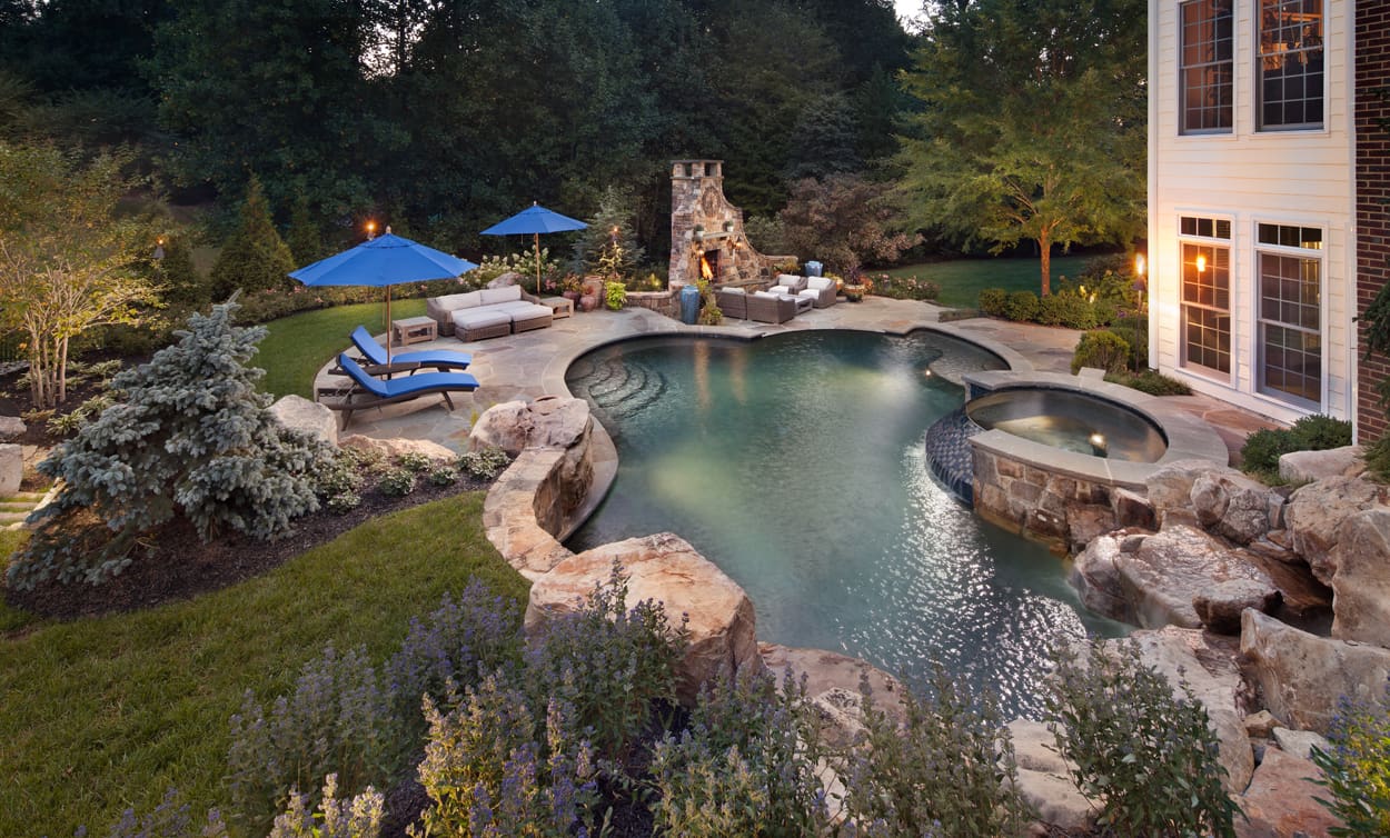 herdon va pool, spa, patio & fireplace