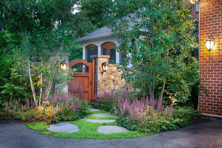 garden gate and landscaping