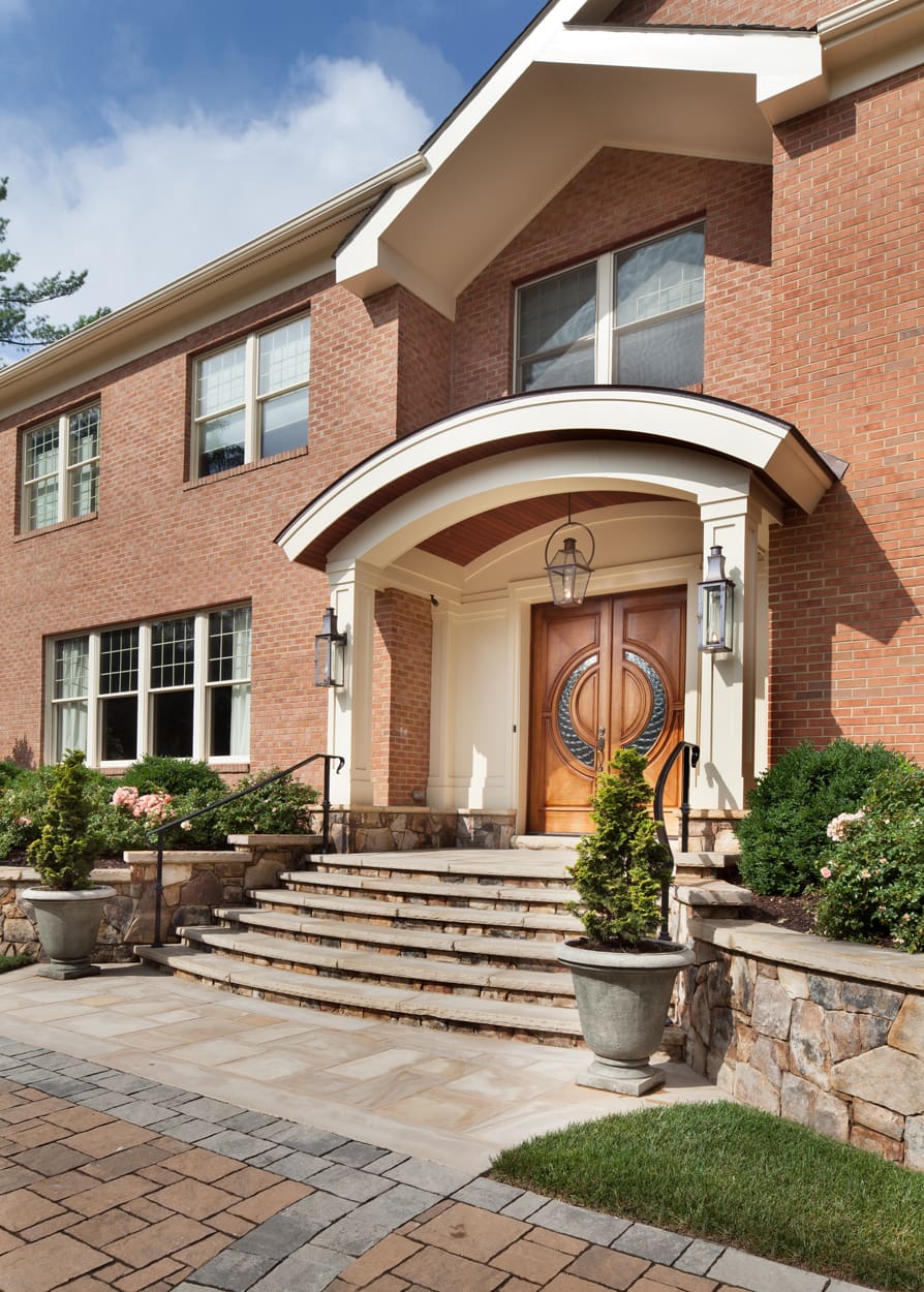 mclean front entry porch with curved roof