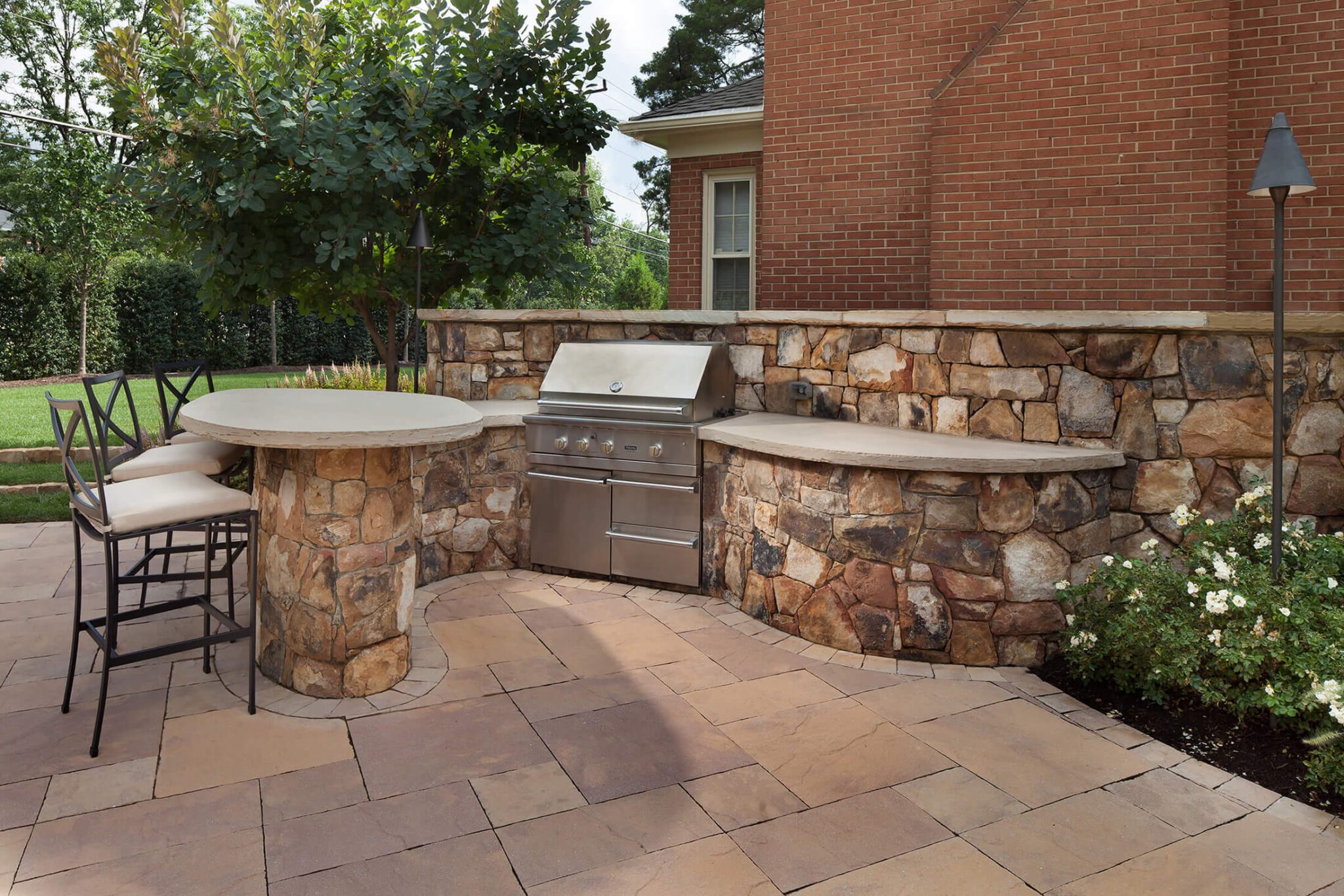 backyard grill station and seating bar