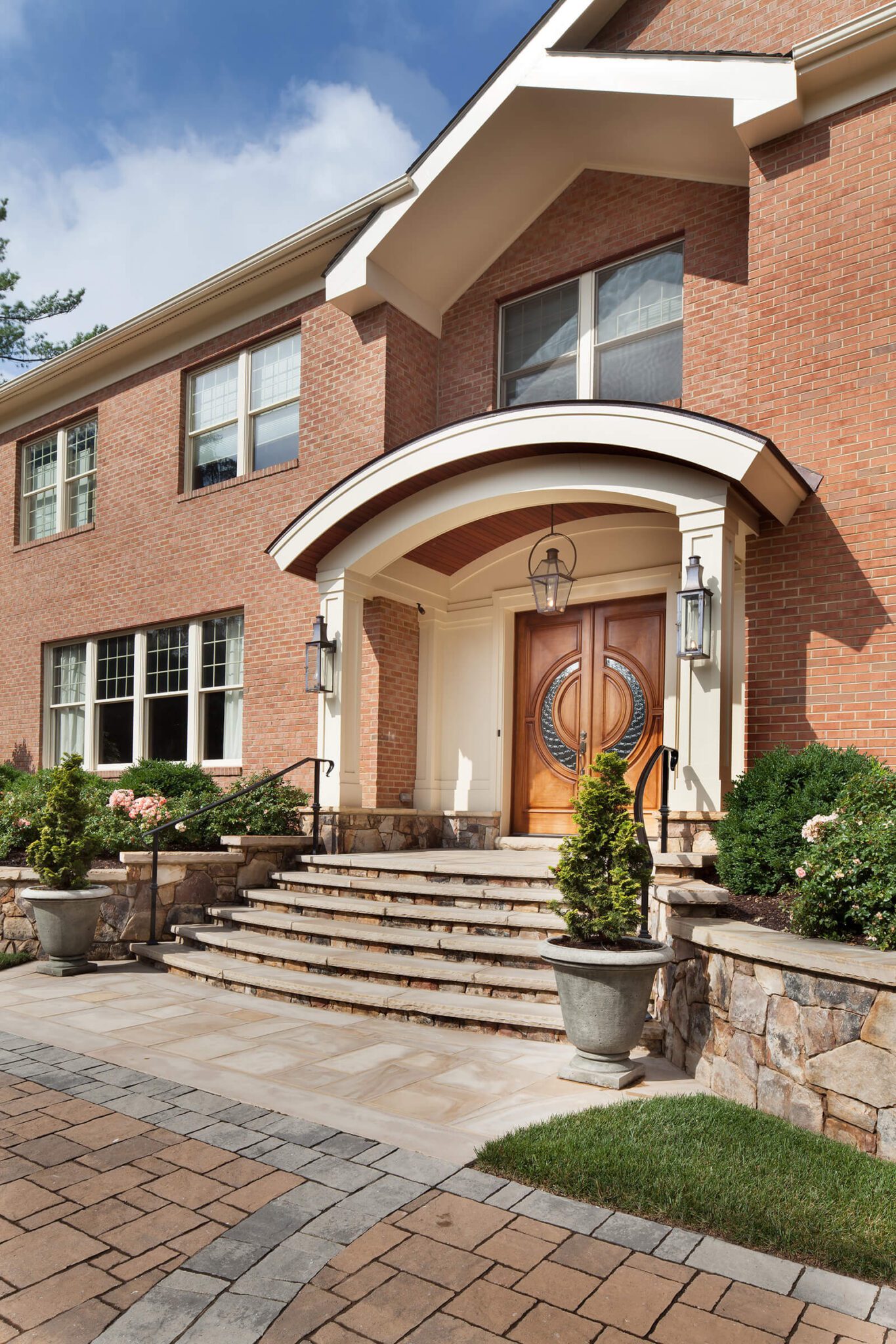 new front entry porch and hardscaping
