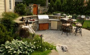 semi circle shaped outdoor kitchen in great falls va
