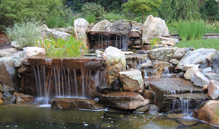 multi cascade waterfalls & koi pond