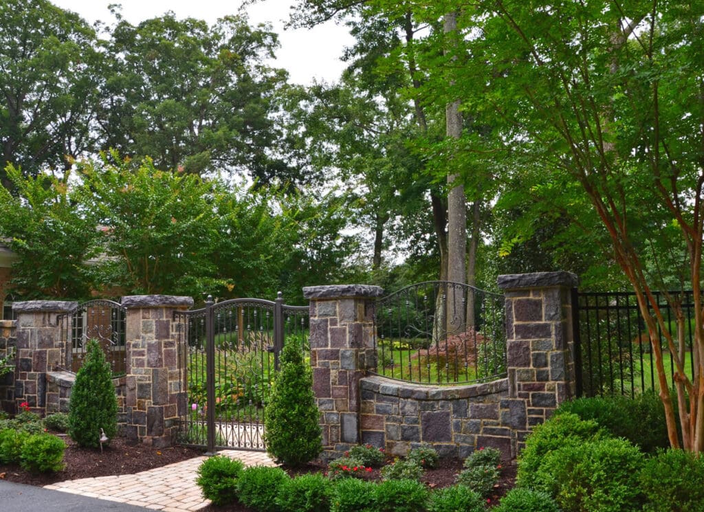 stone wall and garden gate