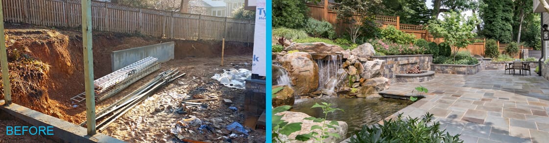 backyard patio & pond construction in Bethesda