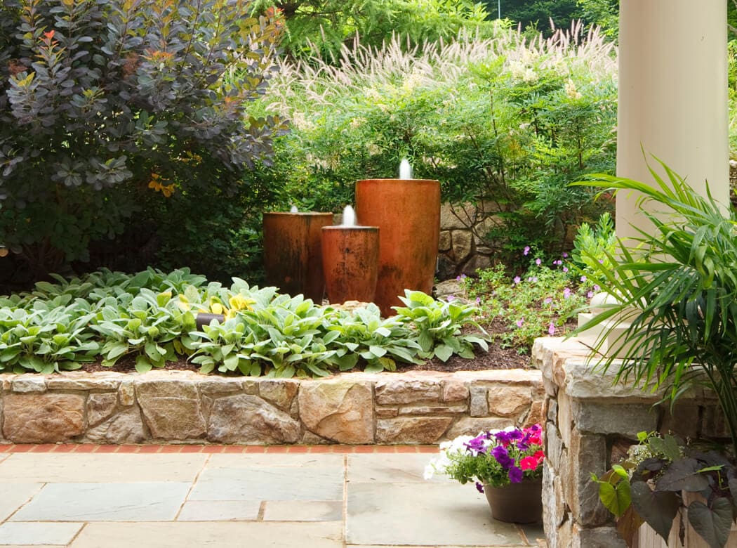 water feature of corten steel bubbler fountains