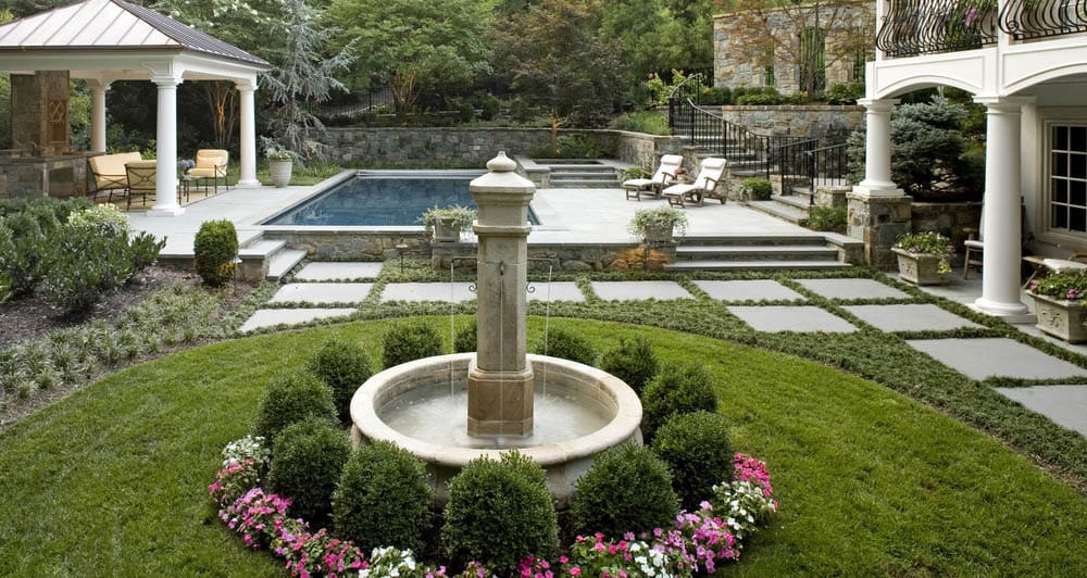 classic style backyard fountain