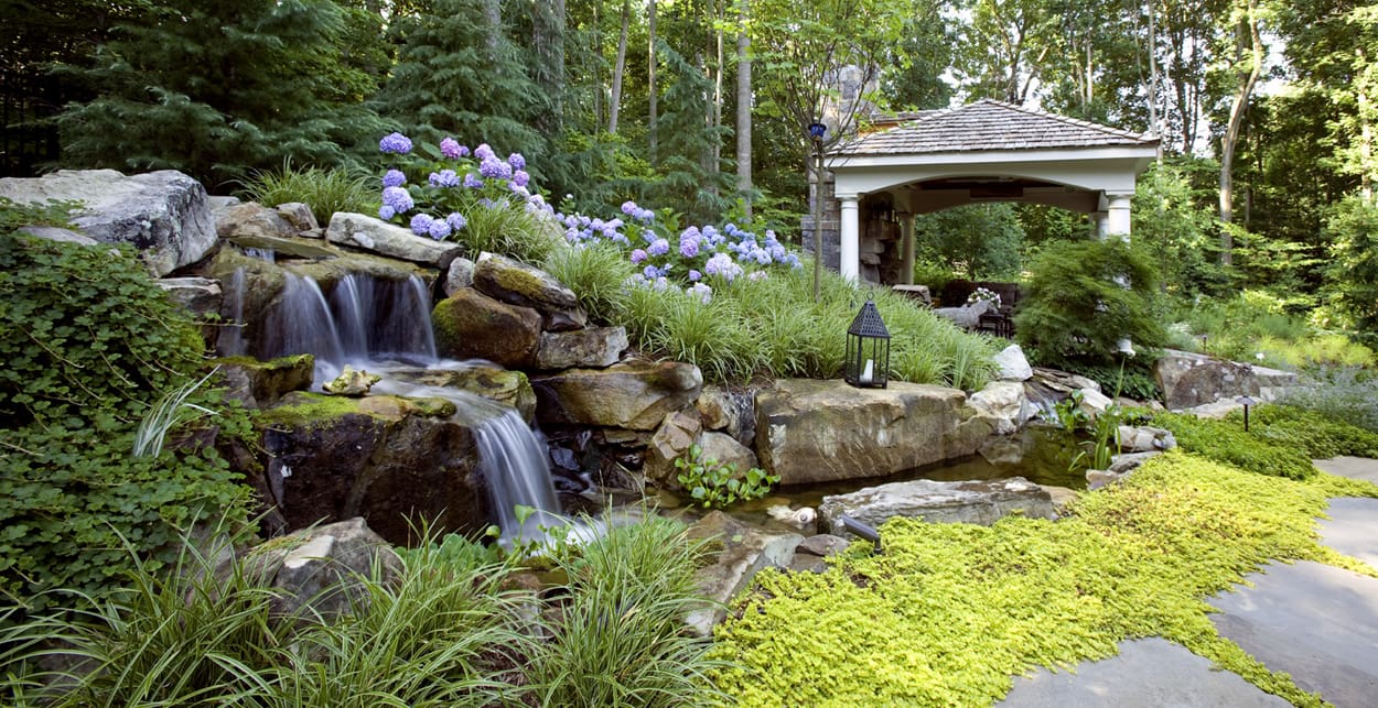 garden waterfall and natural stream