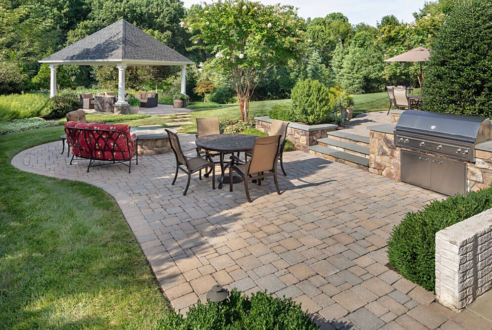 backyard terraces after landscaping
