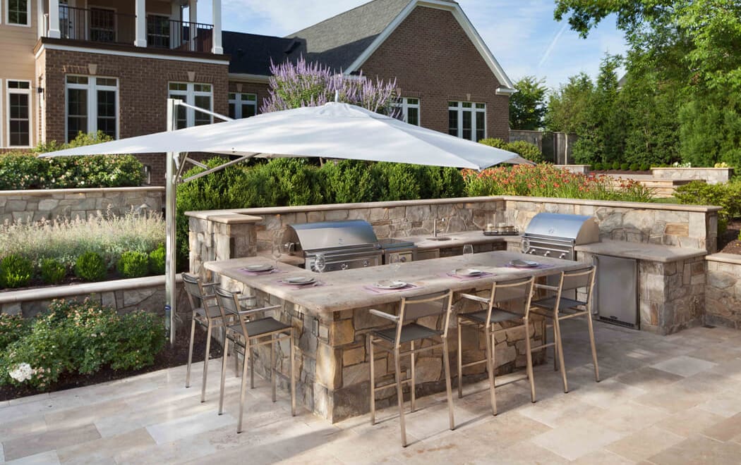 outdoor kitchen with twin grill