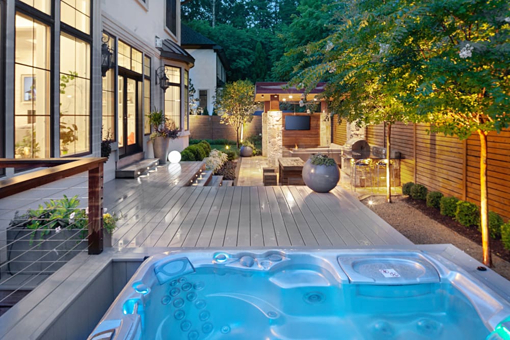 backyard ex 2 after landscaping and spa installation