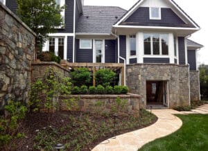 terraced landscaping terracing and bio-infiltration sinks control drainage