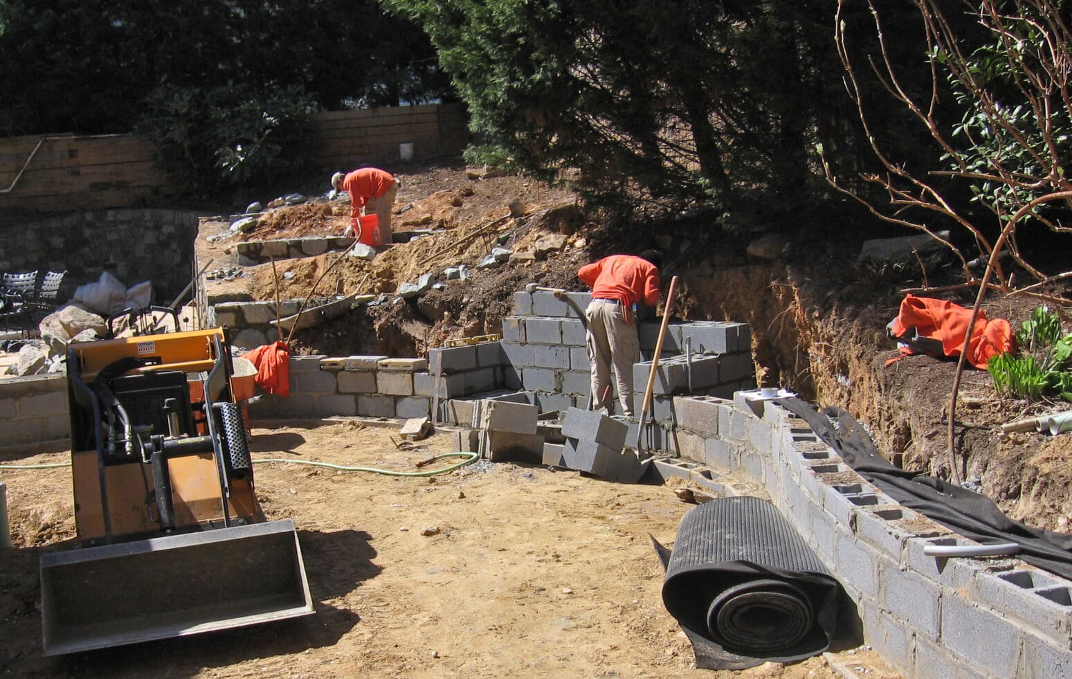 retaining wall block and stone construction