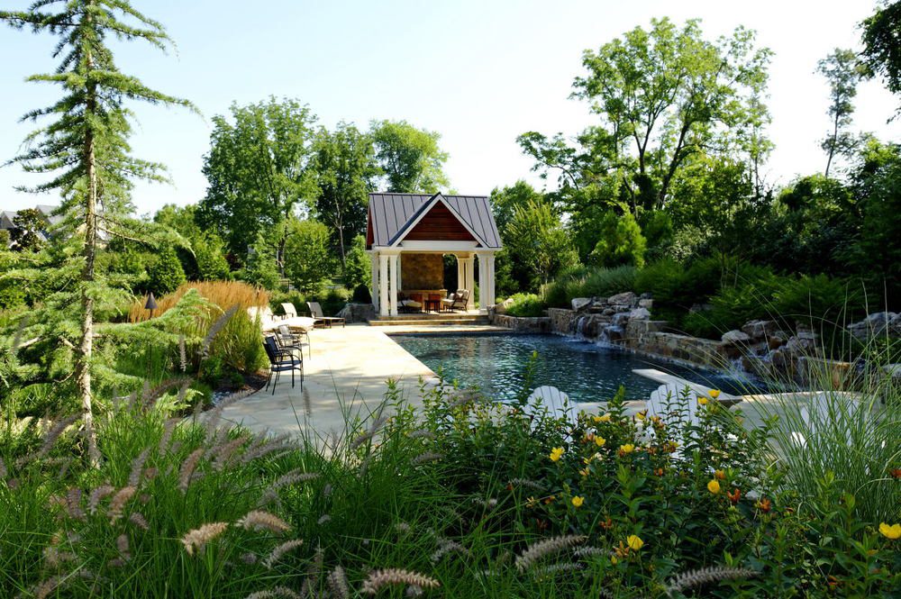 lusciously landscaped swimming pool Great Falls VA