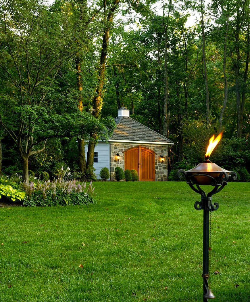 low maintenance backyard lawn area