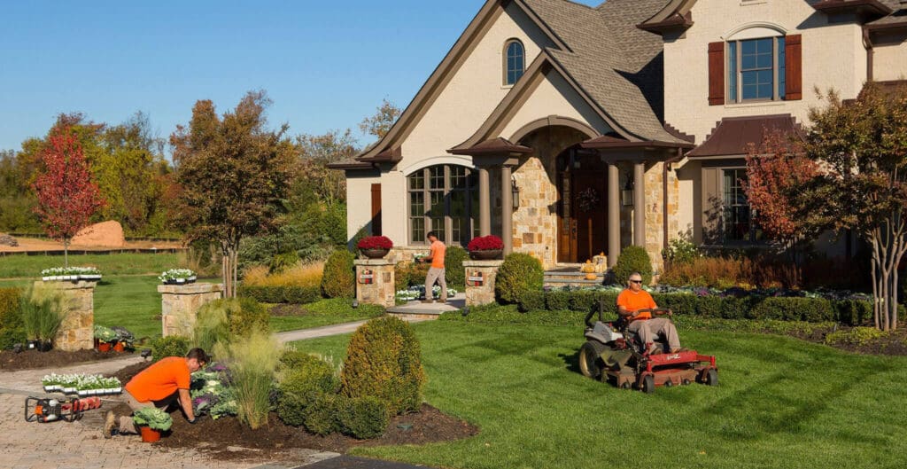 garden maintenance crew on site