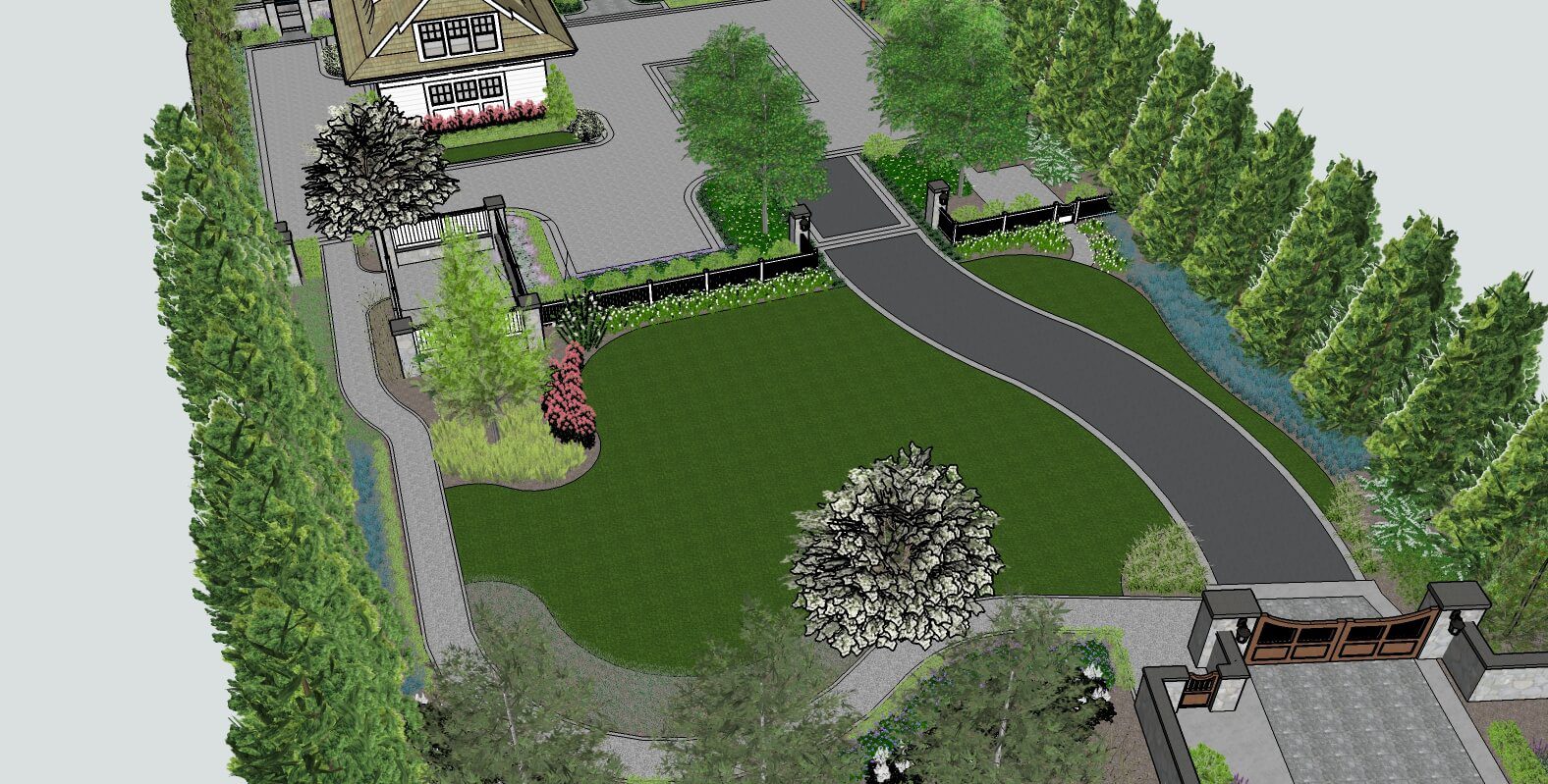 concept for front privacy landscaping layers