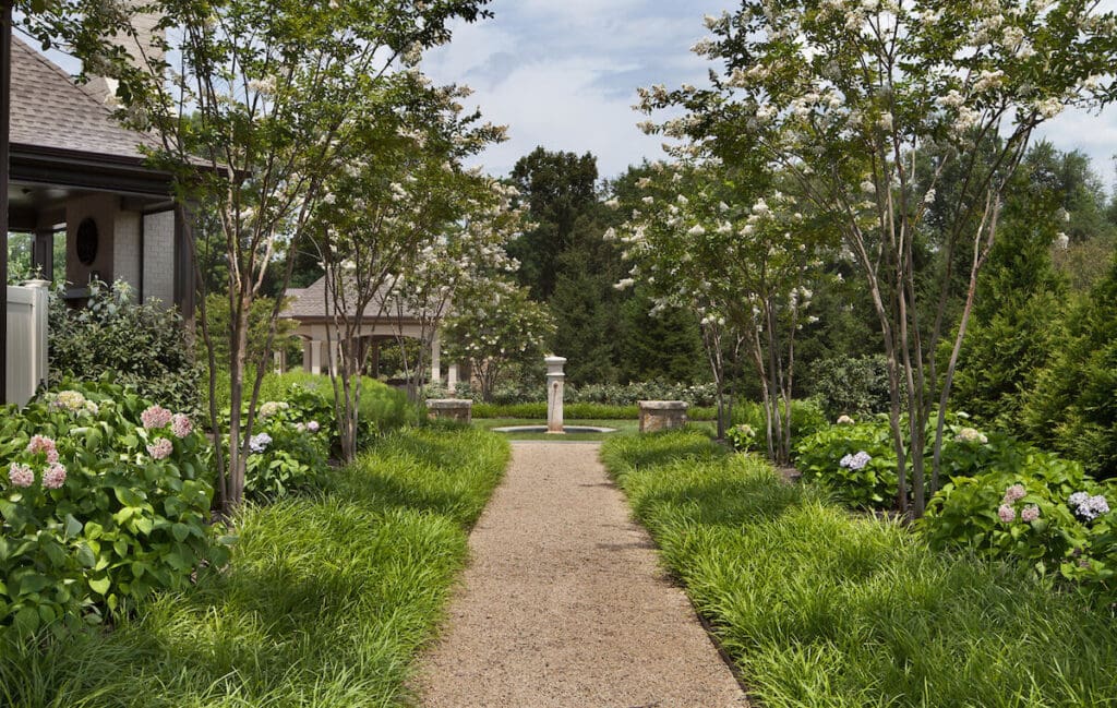 pathway to backyard privacy retreat