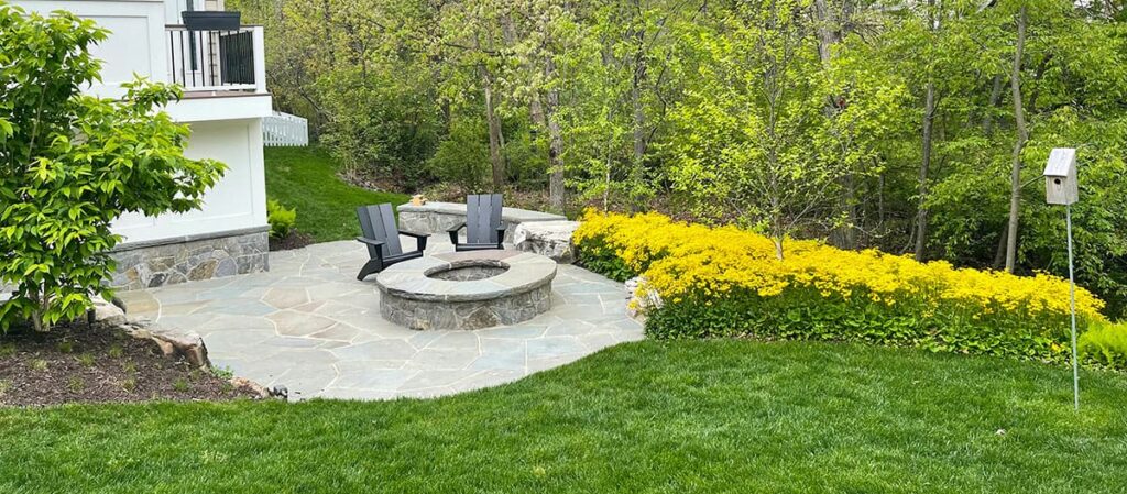 backyard patio that extends to side yard