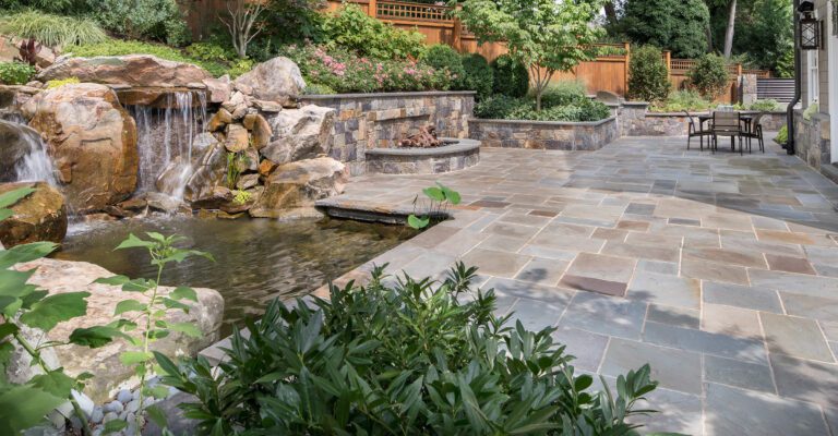 backyard water feature - garden pond with waterfall Bethesda MD