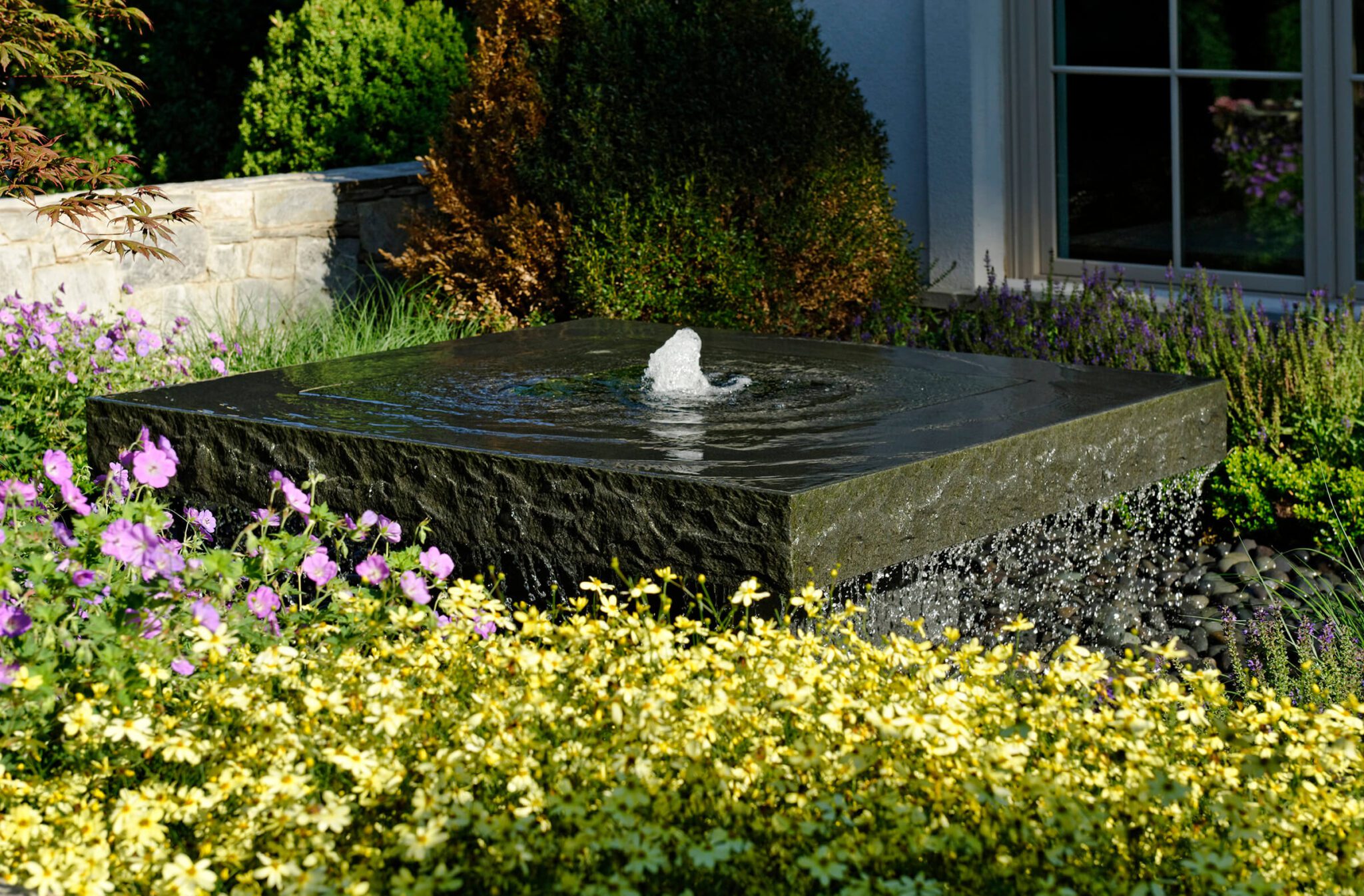granite bubbler fountain in McLean VA backyard