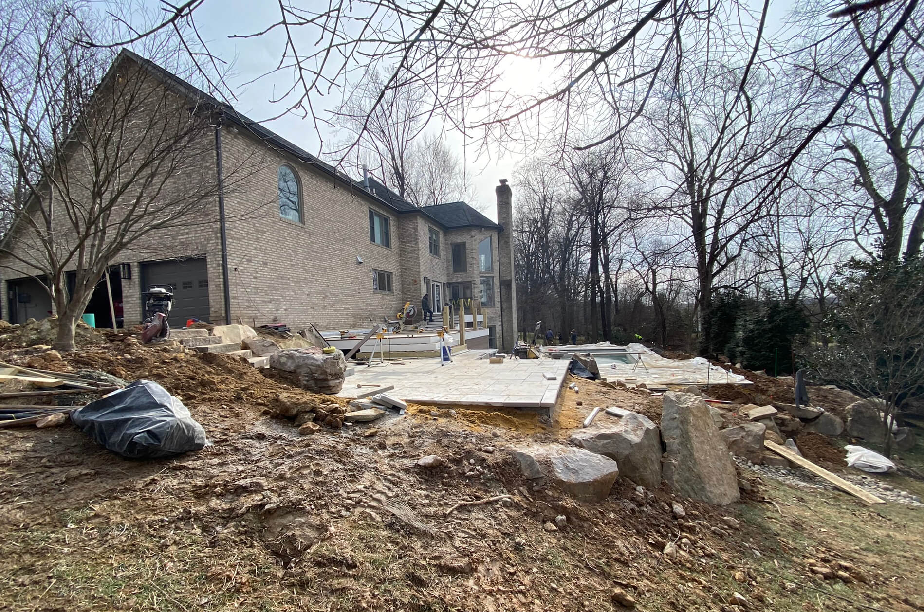 regrading a Potomac backyard landscape
