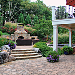 Custom Stone Work, Built in Spa & Fireplace with Wood Storage